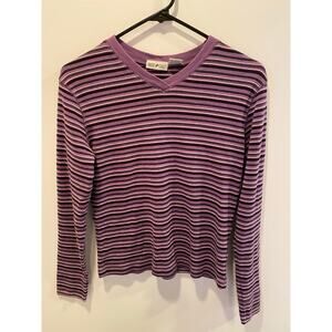100% Cotton White Stag Purple/Lilac Striped Long Sleeve